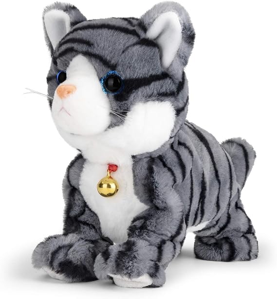 Smalody Upgraded Talking Robot Cat Interactive Plush Electronic Toy Gray | Upgraded talking electronic pet with sound control response. Soft fluffy plush kitten designed for endless interactive play.