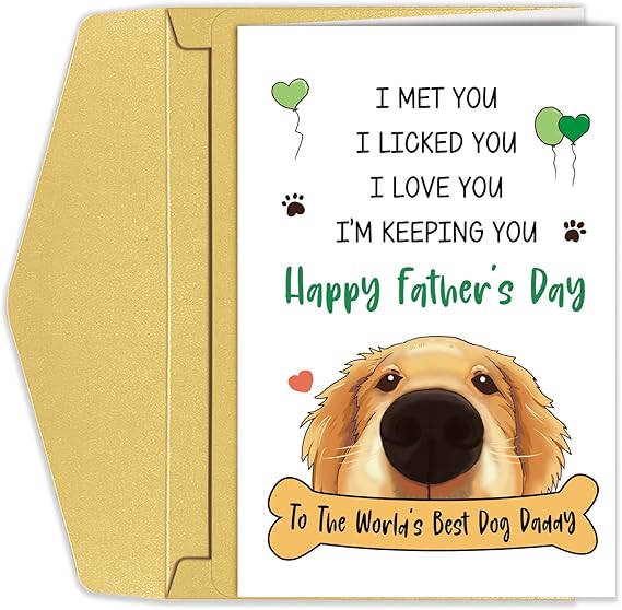 Funny Father's Day Card for Dog Daddy, Cute Father's Day Card from Dog, Happy Father's Day To The World's Best Dog Daddy