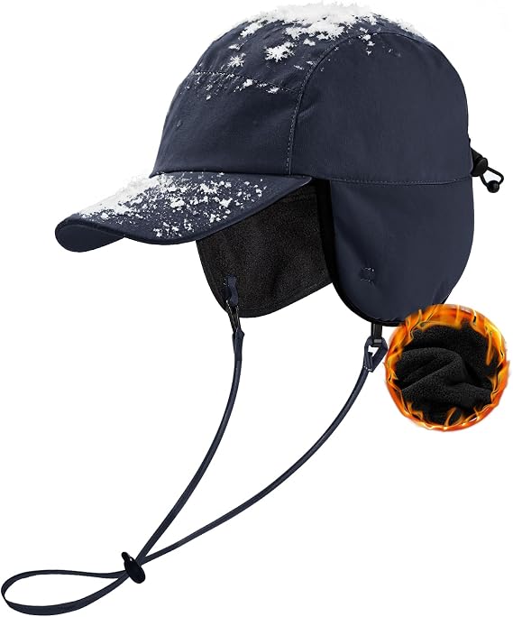 Zando Men's Winter Hat with Ear Flaps, Water-Resistant Fleece Lined Cap