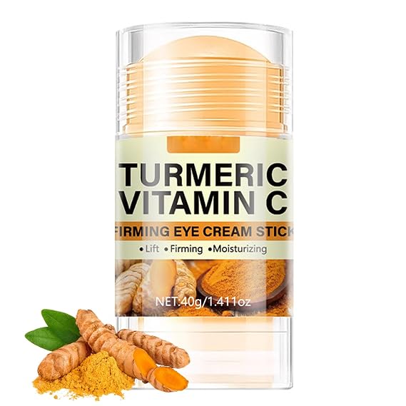 Turmeric Vitamin C Eye Stick, Eye Balm for Dark Circles and Puffiness, Reduce Wrinkles & Fine Lines, Lift & Firm the Skin Around the Eyes, Hydration Nourishes Dry Skin, Non-Greasy Formula