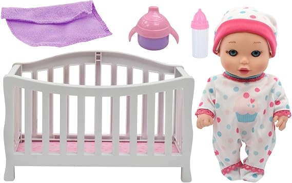 Baby Maziuna Magic Nursery: Doll In Crib - 8" Baby Doll Playset - New Adventures, Children's Pretend Play, Ages 2+