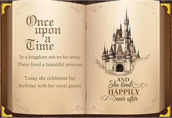 7x5ft Once Upon A Time Backdrop for Birthday Party Fairy Tale Theme Birthday Banner Old Castle Storybooks Photography Background One Year Old Princess Girls Birthday Baby Shower Decor