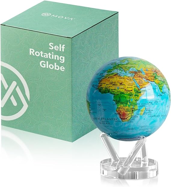 MOVA Self Rotating Globe, Ocean Blue Relief Signature (6")