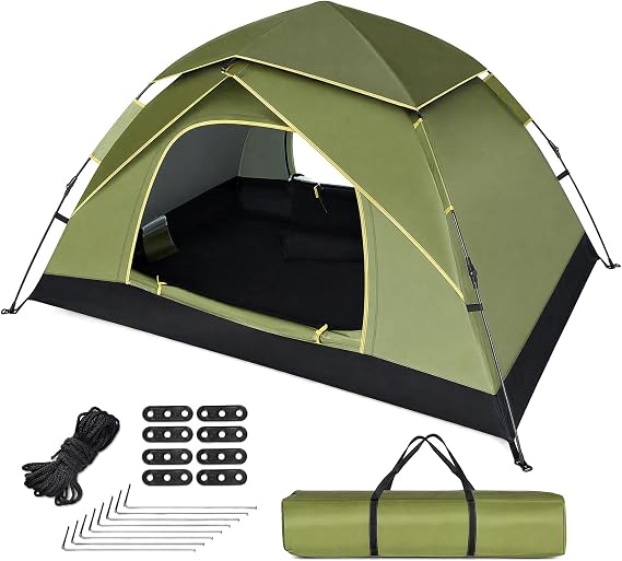 One-touch Tent, Camping Tent, Set up in Seconds, UV Protection, Windproof, Waterproof, Breathable, for Multiple People, Camping Equipment, Outdoors, Flower Viewing, Beach Bathing, Mountain Climbing