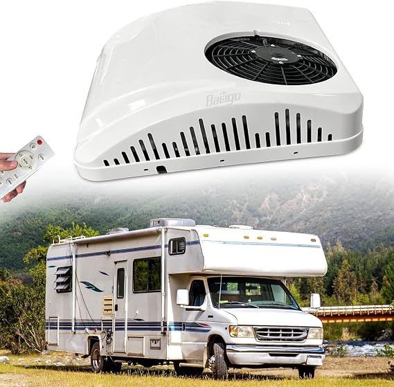 12V RV Air Conditioner with Heat Universal Roof Top AC Unit RV Air Conditioner Heater Combo, 8500BTU Quiet 12 Volt Camper A/C Unit, 2 In 1 Heating & Cooling For Motorhome, Truck, Trailer, Boat, Van