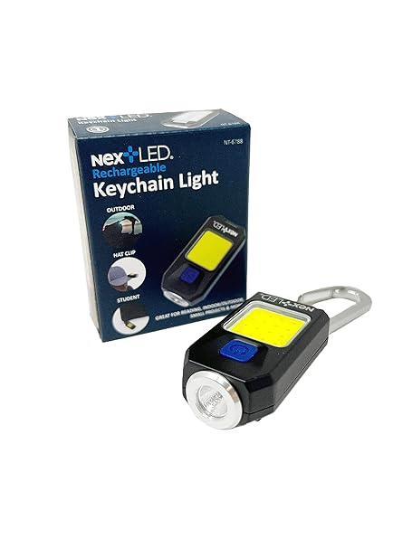 NextLED NT-6788 Heavy Duty Rechargeable Flashlight with Clip, Mini Keychain Hat Light, 400 Lumen, Spot/Flood 2 in 1, 5 Modes, Aluminum Body, Pocket Light, EDC Key Chain, LED Hard Hat Lights Clip on