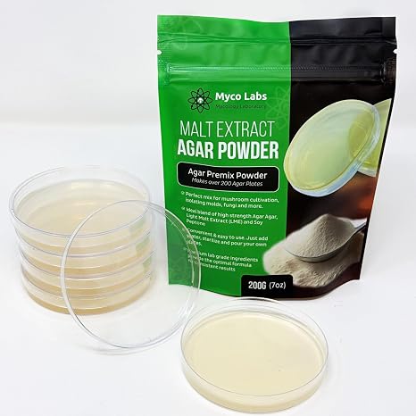 Myco Labs Malt Extract Agar Powder Blend - Premix Makes 200+ Agar Plates 200g (7oz) Science & Mushroom Cultivation
