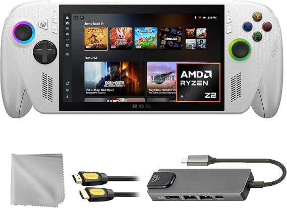 ASUS ROG Xbox-Ally 1TB SSD AMD Ryzen Z2 A CPU Gaming Handheld 7-inch Touchscreen 120Hz, Mytrix Hub, HDMI Cable, 3 Accessories: 4 in 1 Bundle