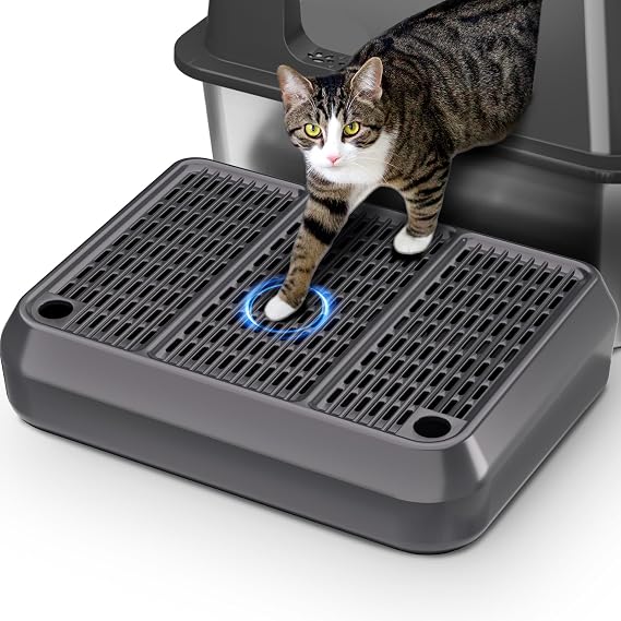 Large Litter Box Step, Litter Box Ramp 16"x11" Litter Catcher Mat, Double Layer Anti-Tracking & Easy Clean, Ideal for Kitten & Elderly Cats Ramp