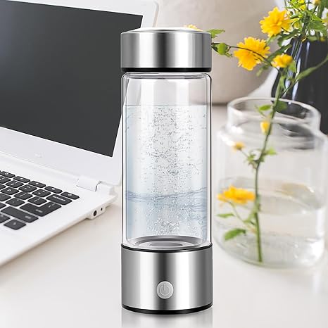 Hydrogen Water Bottle, Hydrogen Rich Water Ionizer Machine, Portable Hydrogen Water Generator, 420ml Rechargeable Hydrogen Rich Water Glass Health Cup for Home Travel Office