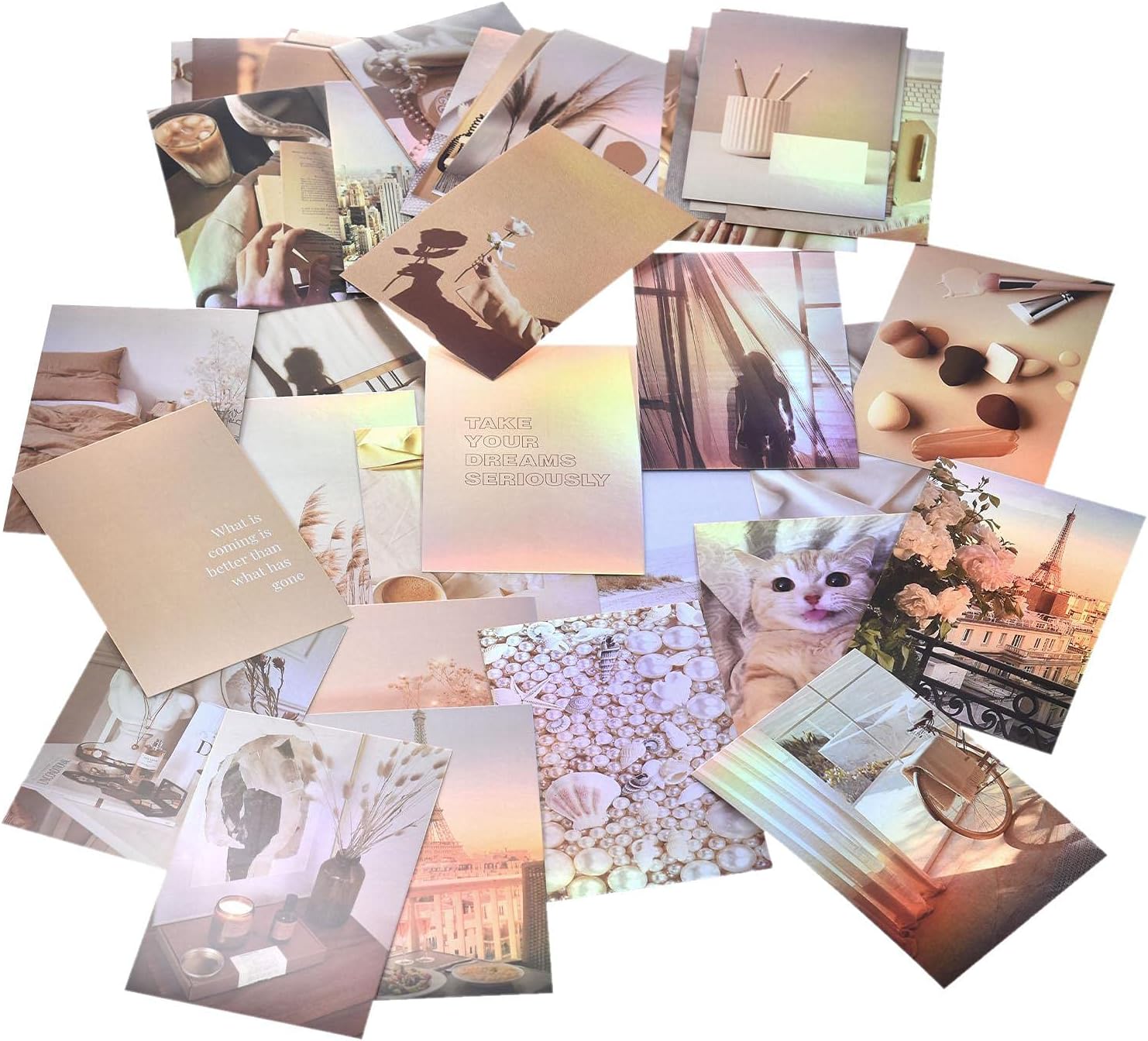 50pcs wall collage kit aesthetic photos, photo wall collage set aesthetic, reflective room poster wall stickers, photo art photo collage kit for teen girls and women