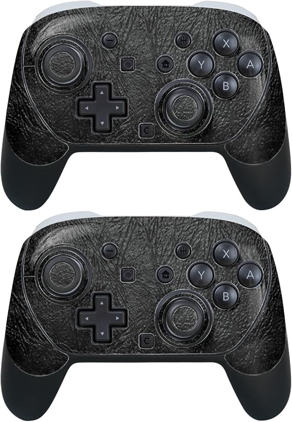 Skin Compatible with Nintendo Switch 2 Pro Controller 2 Pack - Black Leather - Premium 3M Vinyl Protective Wrap Decal Cover - Easy to Apply | Crafted in The USA by MightySkins
