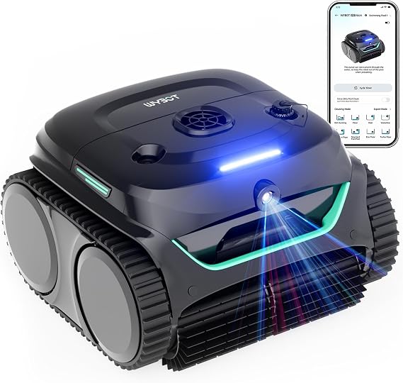 WYBOT C2 Vision Cordless Robotic Pool Cleaner for Inground Pools | AI Camera Pool Vacuum, Smart Path, Floor-to-Waterline Cleaning, Ultra-Fine Filtration & Strong Suction, Glossy Black