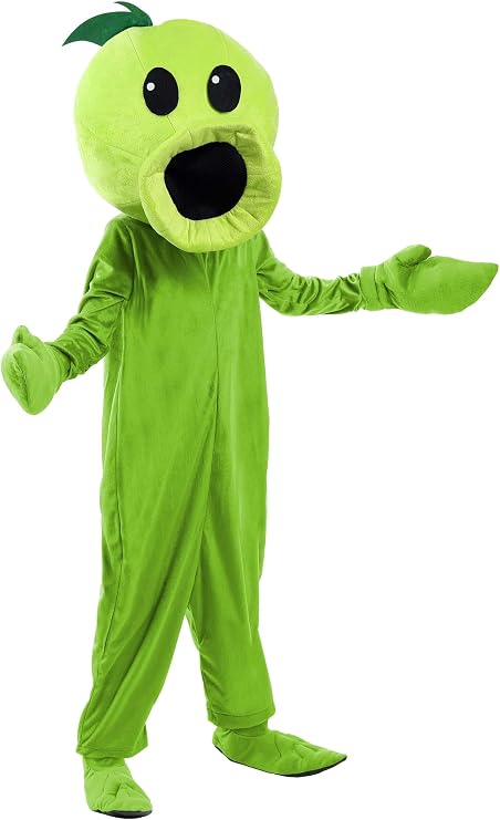 Kids Plants Vs Zombies Peashooter Halloween Costume | Pea Shooter Mask and Jumpsuit for Boys and Girls for Themed Parties