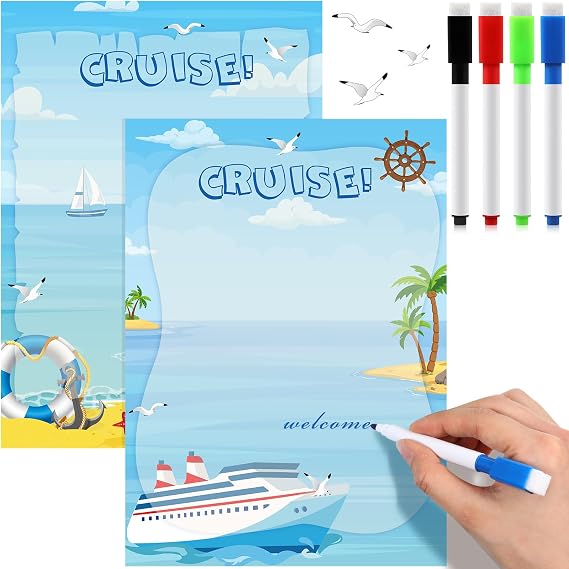Blosssound 2 Pcs Cruise Door Magnets, Dry Erase Signs with 4 Markers