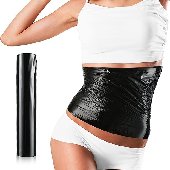 Gersoniel 1 Roll Body Wrap Plastic 60 Meters Black Stomach Sweat