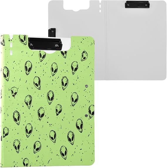 A4 Clipboards Folder Hand Drawn Green Alien Letter Size Clipboard Design Decorative Plastic Clipboards