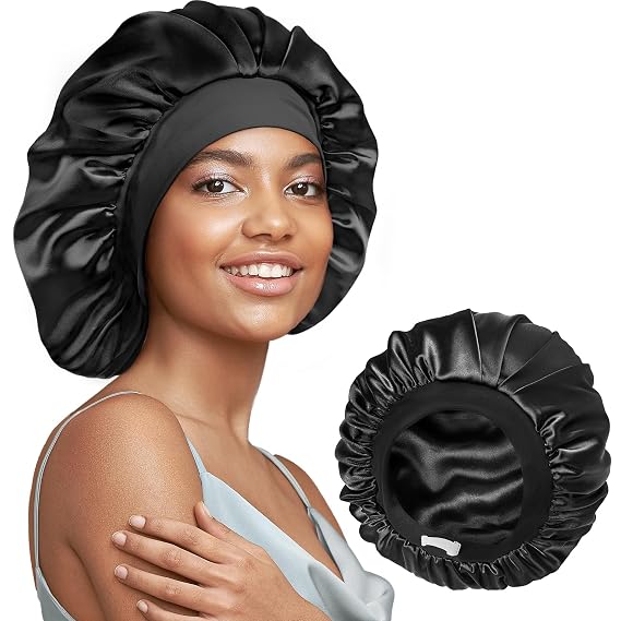 Umisleep 22 Momme Silk Lined Bonnet for Sleeping Women, Double Layer, Large