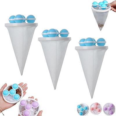 Laundry Lint Remover, Floating Lint Hair Catcher Ball, Best Pet Hair Catcher Washer Machine, Reusable Floating Fur Filtering Mesh Removal, for Washing Dryer Machine 3Blue