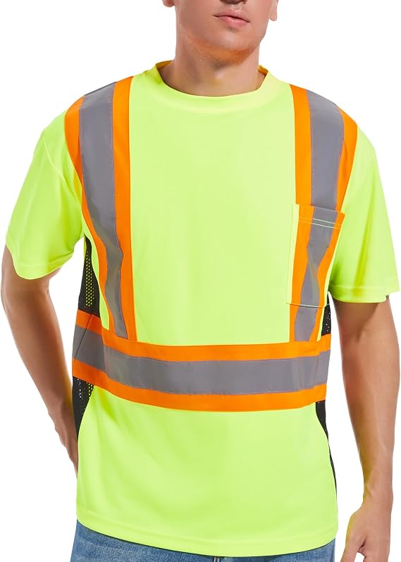 ArcRidge Reflective Safety Shirt for Men and Women - Class 2 High Visibility Construction Shirt - Dual Tone Reflective Strips