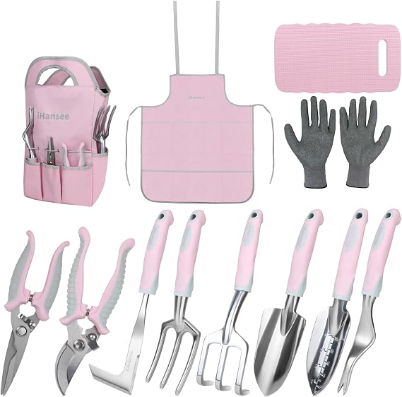 Pink Garden Tools Set 12-Piece, Gardening Gifts for Women