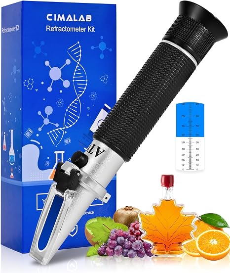 Brix Refractometer 0-90%, Brix Meter Refractometer with ATC, Accurate Refractometer Sugar Maple Syrup, Refractometer Brix for Measuring Sugar Content in Fruit, Honey, Maple Syrup & Other Sugary Drink