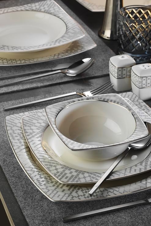 Kütahya Porcelain Bone Mare 56 Pieces Dinner Set for 12 People