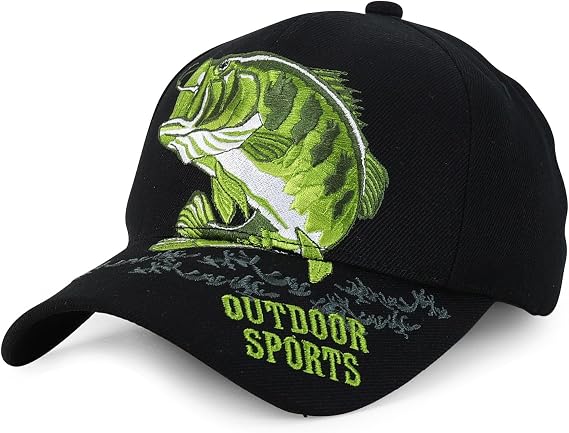 Trendy Apparel Shop Bass Fish Outdoor Sports Embroidered Adjustable Baseball Cap