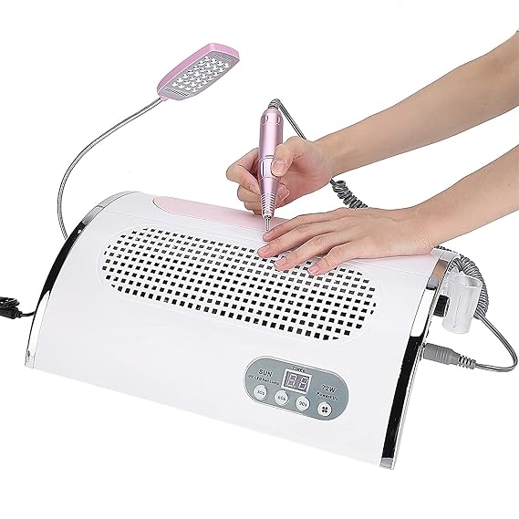 Sonew 4 in 1 Multi-functional Electric Nail Drill Machine, Nail File Drill Pen Kit with 54w Nail Dryer Lamp and Nail Art Dust Suction Collector, Nail Art Machine for Woman Home DIY and Nail Art Salon