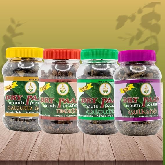 Dry Paan Combo Pack B (Contains 4 Items) Dry Paan (Meetha - 1 No, Gulkand - 1 No, Calcutta - 1 No & Calcutta Gold - 1 No) (B-P)