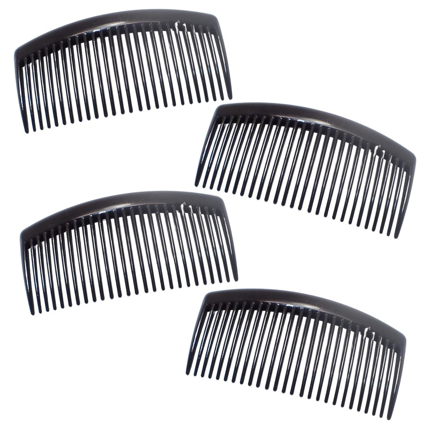 Topkids Accessories Set Of 4 Hair Comb Slides For Women, Ladies, Girls French Side Combs Strong Hold Hair Clips Clip Hair Slide for Thick and Fine Hair 9cm  3.5, Black
