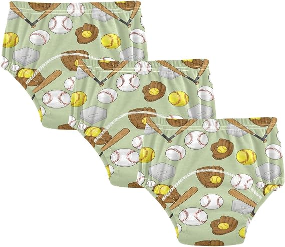 Potty Training Underwear 3 Packs Baseball Bat Glove Ball_1 Toilet Training Pants for Toddler Girls Boys,