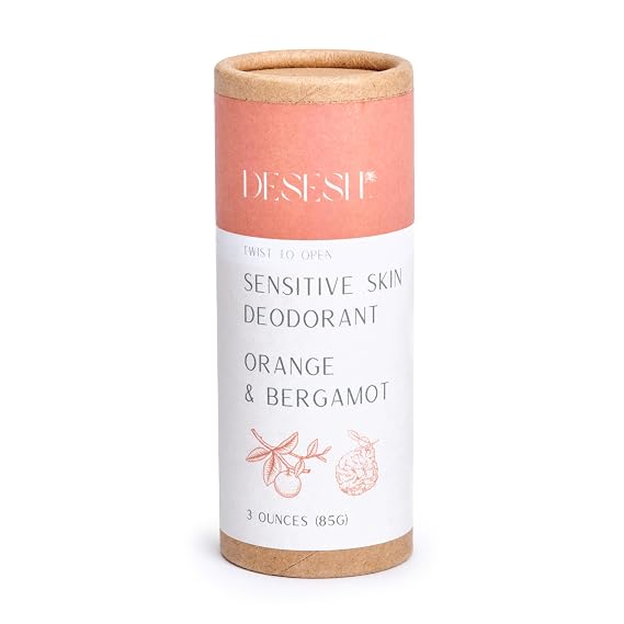 Sensitive Natural Deodorant (Aluminum Free, No Artificial Scents, Plastic Free Packaging) (Orange & Bergamot)