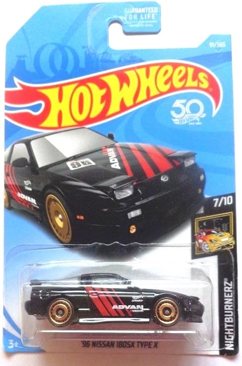 Hot Wheels 2018 50th Anniversary Nightburnerz '96 Nissan 180SX Type X 91/365, Black