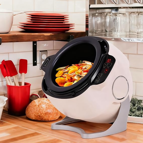 6L Rotating Cooking Pot, 200W Automatic Machine with Smart Touch Panel, 360 Rotating Inner Pot, 3D All-Round Heating for Stir-Frying & Stewing, Versatile Kitchen Appliance