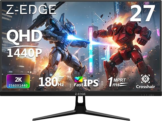 Z-Edge 27-inch Gaming Monitor QHD 2K, 180Hz/165Hz Computer Screen