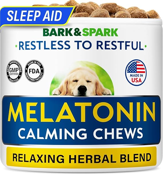 Dog Melatonin - Calming Sleep Aid Chews for Anxiety Relief, Relaxation