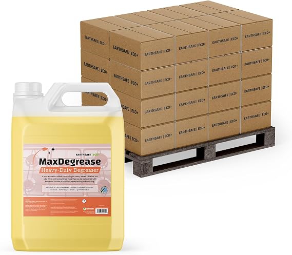 Eco+ MaxDegrease Degreaser 192 One Gallon Bottles, 48 Cases per Pallet, Heavy Duty, Non-Butyl, Lemon-Scented Cleaner, Biodegradable, Green SealTM, For Industrial and Kitchen Grease Removal