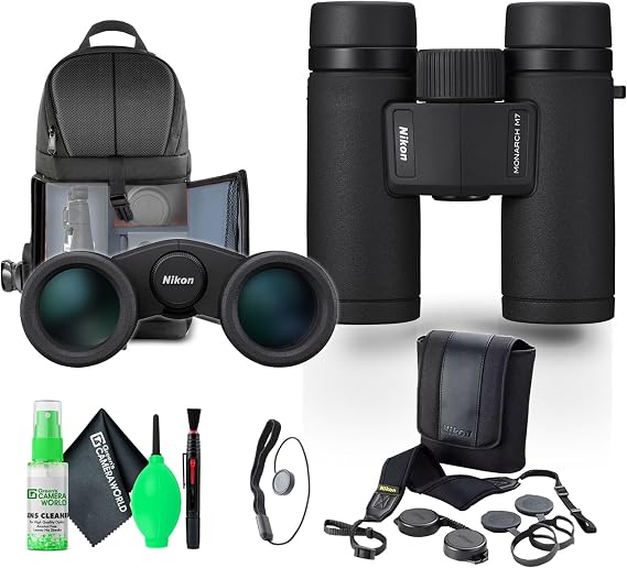 Nikon 10x30 Monarch M7 Roof Prism Waterproof, Fogproof Binoculars (16764) + Sling Backpack + Cleaning Kit + Lens Cap