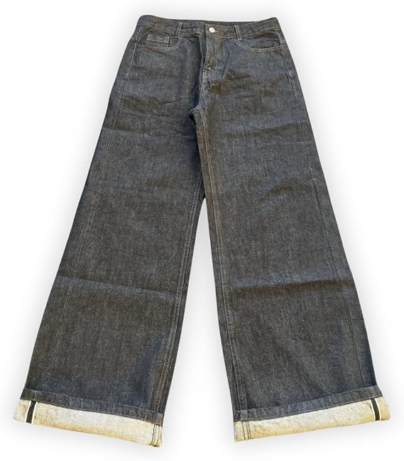 Baggy Japanese Selvedge Denim Jeans, 14oz Wide Fit Black Jeans
