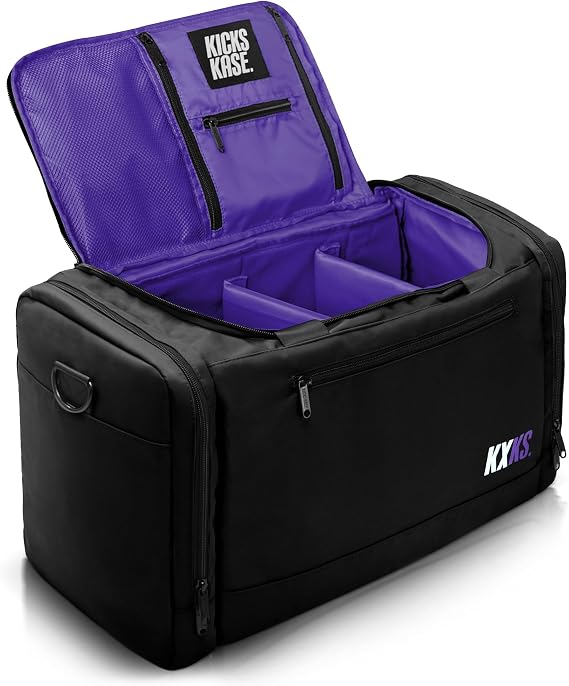 (Kicks Kase Premium Sneaker Bag & Travel Duffel Bag - 3 adjustable compartment dividers - For shoes, clothing and gym