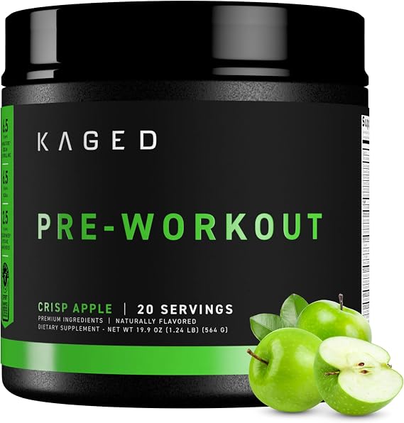 Kaged Original Pre Workout Powder | Krisp Apple | Pre-Kaged | Formulated with Creatine, Beta Alanine, Natural Caffeine | 20 Servings