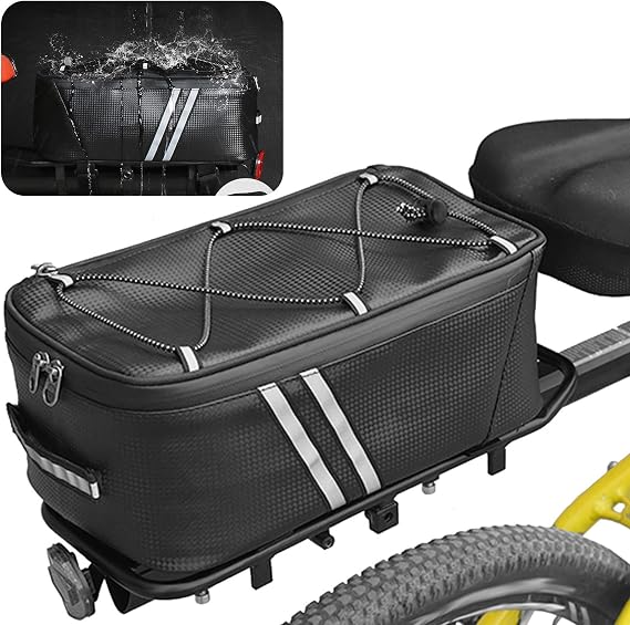 Lixada Bike Trunk Bag 7L Bicycle Rack Rear Carrier Bag Bicycle Commuter Bag Water Resistant Bike Rack Bag with Rain Cover