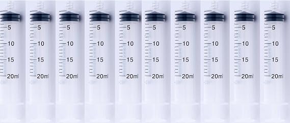 10 Pack Plastic Syringe Luer Lock with Measurement, No Needle (20 ML) Generic