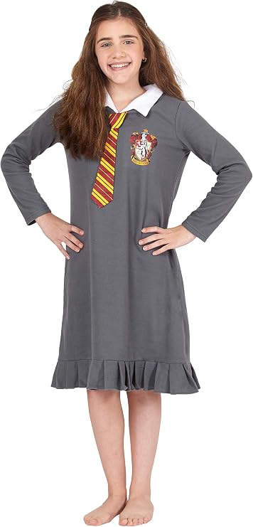 Harry Potter Pajama Girls Hermione Gryffindor With Tie Fleece Nightgown