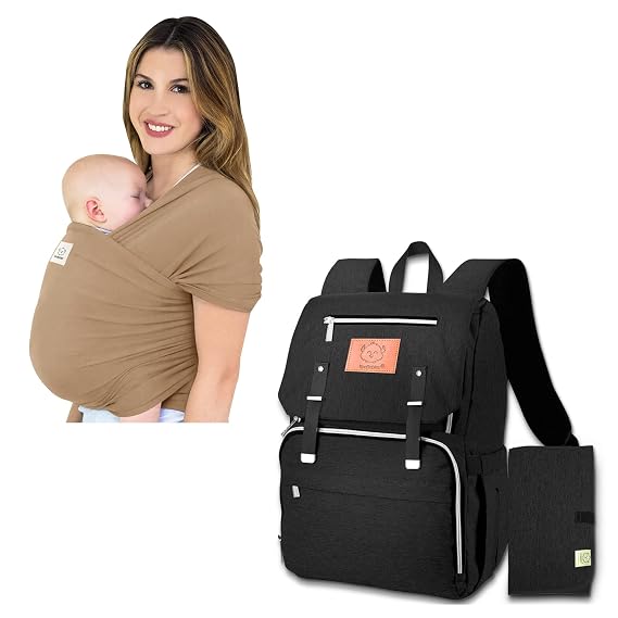KeaBabies Baby Wrap Carrier and Diaper Bag Backpack - All in 1 Original Breathable Baby Sling, Lightweight,Hands Free Baby Carrier Sling - Waterproof Multi Function Baby Travel Bag - Baby Carrier Wrap