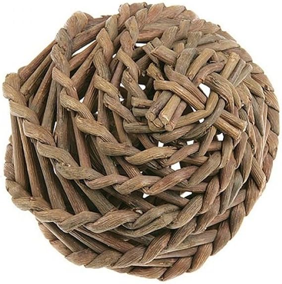 Happy Pet Small Natural Willow Ball for Small Animals Durable Fun Interactive Playing Nibbling Non Toxic Toy Easy to Use for Rats Mice Hamsters
