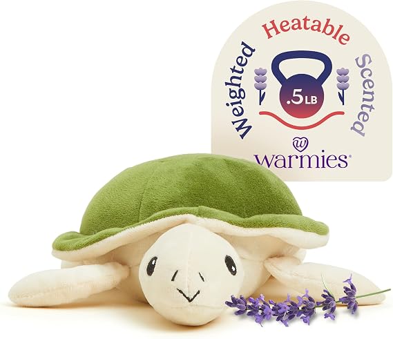 warmies Junior Weighted Stuffed Animal, Microwavable Turtle Plush, Green
