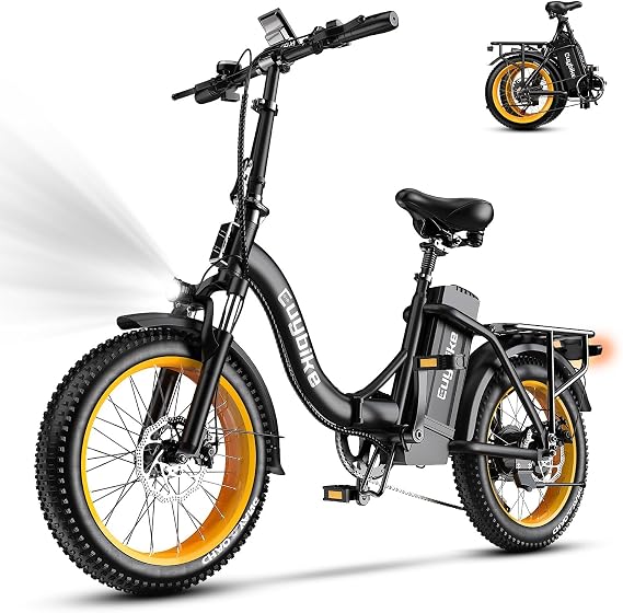Auloor Foldable Electric Bike for Adults, Peak 1000W Brushless Motor 70Miles City Commuter Ebike, 48V 20AH Lithium Battery, 20" Fat Tire 7-Speed E-Bicycle with Front Suspension Colourful LCD Display