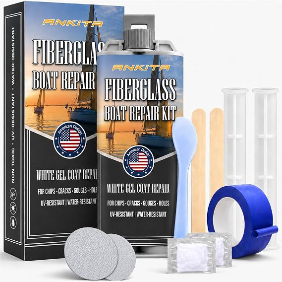 Marine Fiberglass Repair Kit for Boats, White Gel Coat Repair for Boats